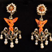 Antique Sicilian coral earrings Antique Sicilian coral earrings